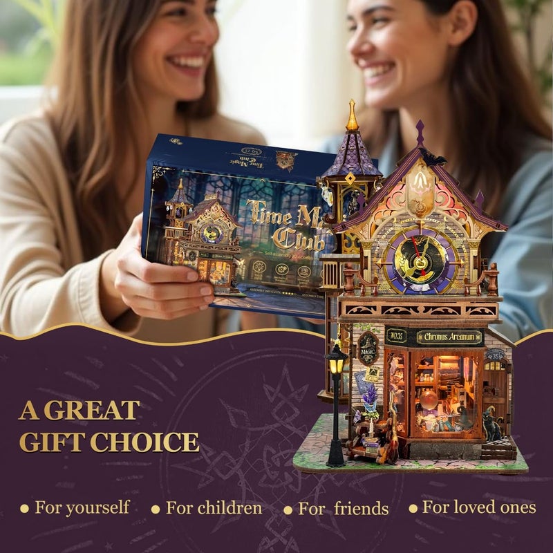 Miggley DIY Miniature House Kit, Book Nook Mini House Bookshelf Decor 3D Wooden Puzzle for Adults, Birthday Gift for Family, Friends - Time Magic Club - Image 5