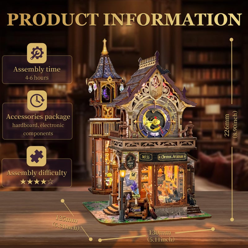 Miggley DIY Miniature House Kit, Book Nook Mini House Bookshelf Decor 3D Wooden Puzzle for Adults, Birthday Gift for Family, Friends - Time Magic Club - Image 2