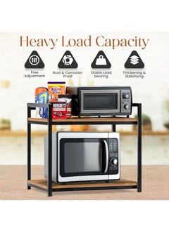 Abja Novelties ABJA 2 Tier Microwave Stand for Kitchen Platform Oven OTG Stand Kitchen Counter Top Organizer Wood and Metal Rustic Brown  - Image 3