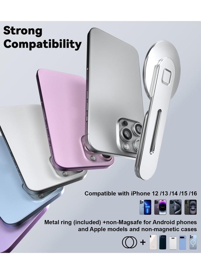 بولوز حامل هاتف الكمبيوتر المحمول, حامل الهاتف الجانبي لجهاز الكمبيوتر المحمول أو سطح المكتب, حامل الهاتف الذكي القابل للطي رقيق, قوس توسيع جهاز الكمبيوتر, متوافق مع أي هاتف, الفضة - Image 5