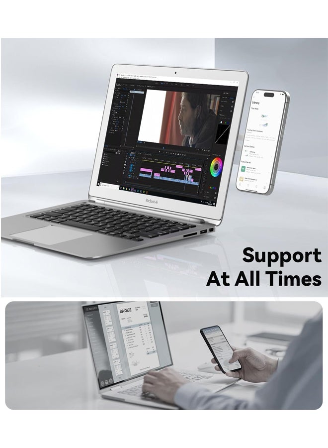 بولوز حامل هاتف الكمبيوتر المحمول, حامل الهاتف الجانبي لجهاز الكمبيوتر المحمول أو سطح المكتب, حامل الهاتف الذكي القابل للطي رقيق, قوس توسيع جهاز الكمبيوتر, متوافق مع أي هاتف, الفضة - Image 2