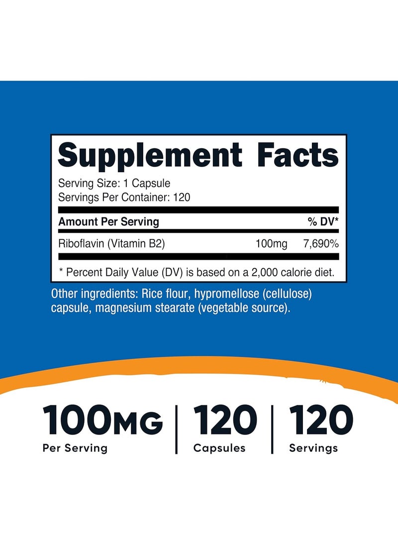 كبسولات نيوتريكوست فيتامين ب2 ريبوفلافين 100 ملغ، 120 كبسولة - Image 2