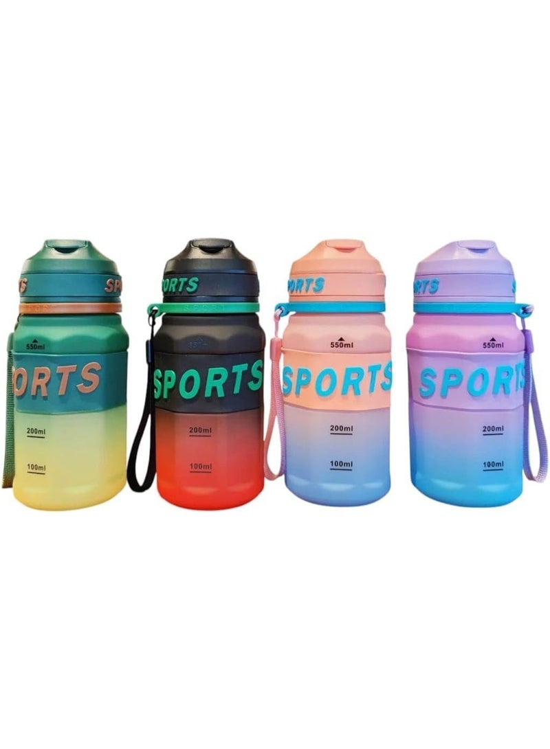 550ml leak-proof sports water bottle with a modern gradient color design, featuring measurement markings and a wrist strap for carrying - ideal for the gym, running, and cycling (multi-color) - Image 3