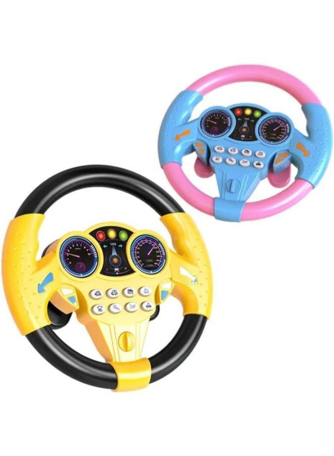 KIDSZONE Kids Interactive Steering Wheel Toy Simulator with Lights and Sounds (Pink & Blue) - Image 4