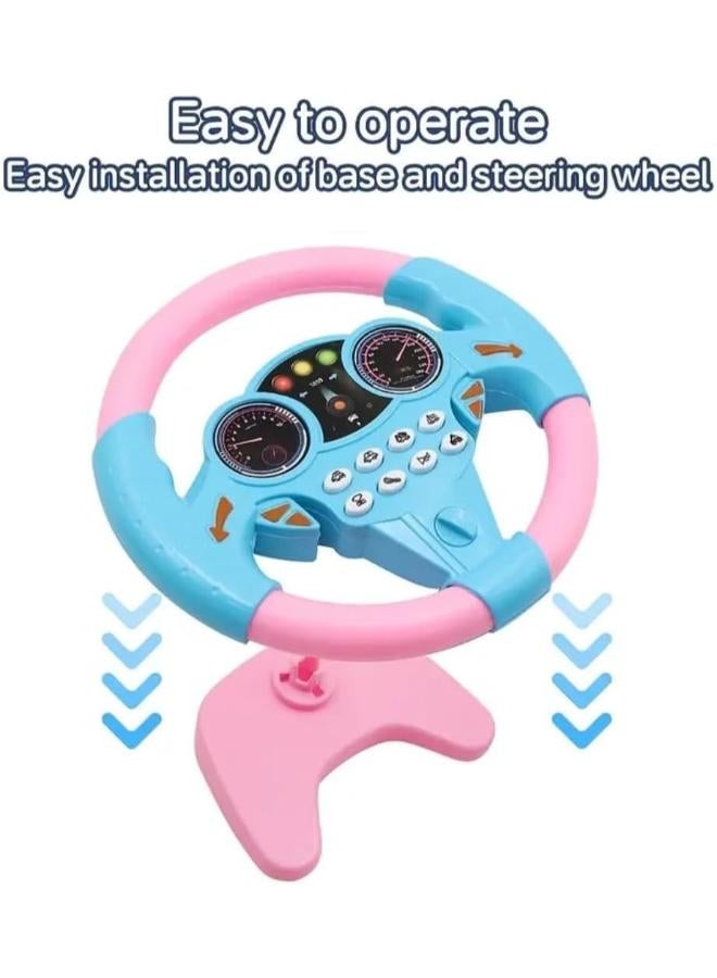 KIDSZONE Kids Interactive Steering Wheel Toy Simulator with Lights and Sounds (Pink & Blue) - Image 5