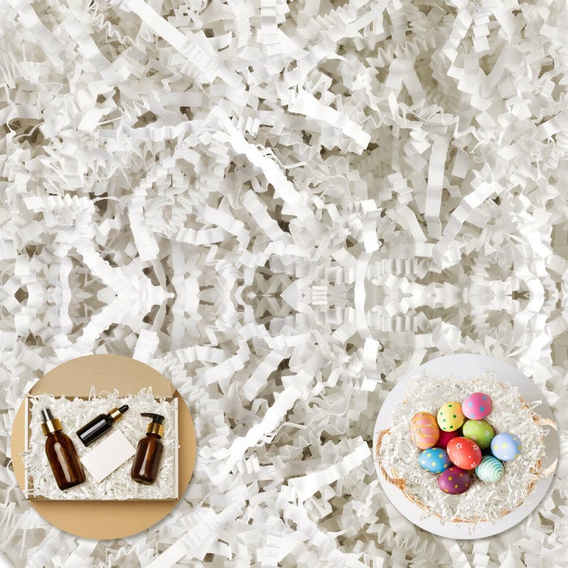 Darfukei Crinkle Paper Filler Valentines Day 12LB8 oz Shredded Paper For Gift Baskets White bridesmaid proposal gifts Crinkle Cut Paper Shred For Birthdays WeddingsBoxes Bags Basket Filler Anniversaries Gift Wrapping