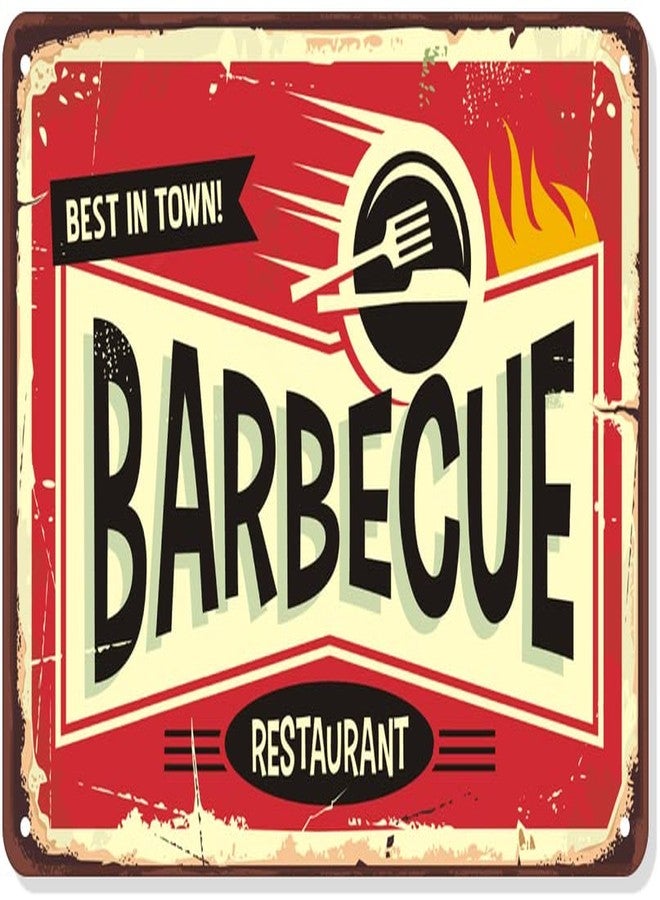 ORIMAMI Retro Metal Tin Signs,Best In Town Barbecue BBQ Restaurant Metal Sign Wall Decor - Vintage Bar Pub Kitchen Diningroom Tin Sign Decoration - Image 1