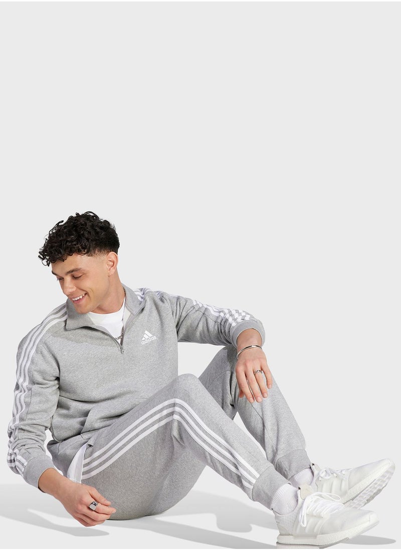 Adidas - 3-Stripes Fleece Tapered Cuff Pants - Image 1