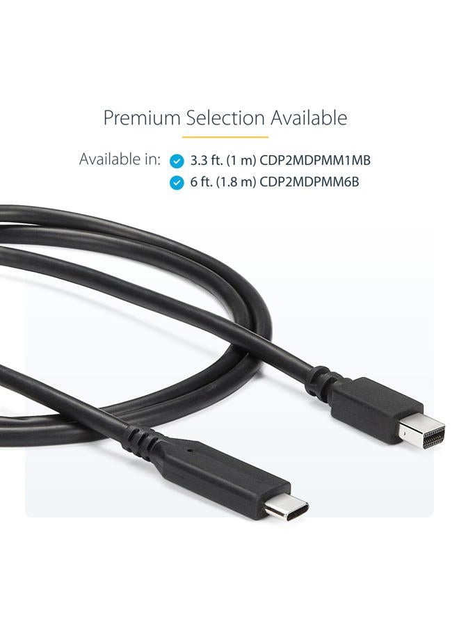 Startech.com 6ft / 1.8m USB-C to Mini DisplayPort Cable - 4K 60Hz - Black - USB 3.1 Type C to mDP Adapter (CDP2MDPMM6B) - Image 5