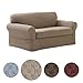 MAYTEX Pixel Ultra Soft Stretch 2 Piece Loveseat Furniture Cover Slipcover, Sand - Image 2