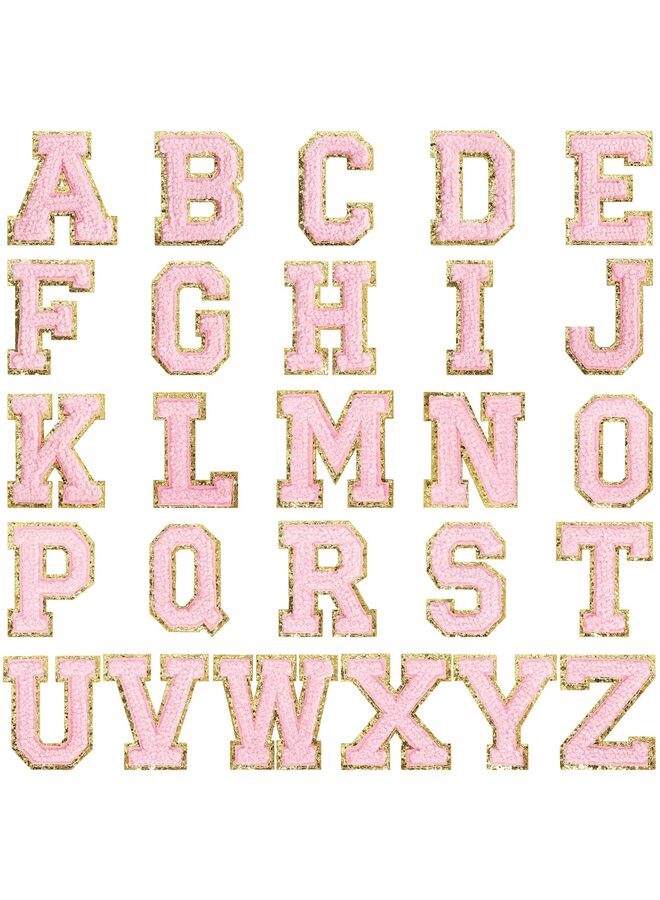 Self-Adhesive Iron on Letters Chenille Patches: 26PCS Pink Letter Patches Stickers Varsity Letter Patches for Clothing Jackets Backpacks Hats Repair Alphabet Embroidered Applique Patch - Image 4