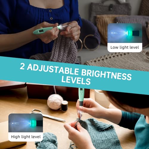 Jeciran 24 in 1 Light Up Crochet Hook Set,Lighted Crochet Hooks with Counter,Counting Crochet Hook for Stitch & Row Counter Micro Crochet Gifts with Case - Image 5