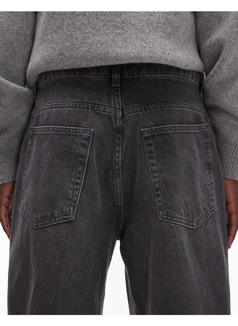 TOPMAN Topman baggy jeans in washed black - GREY  - Image 5