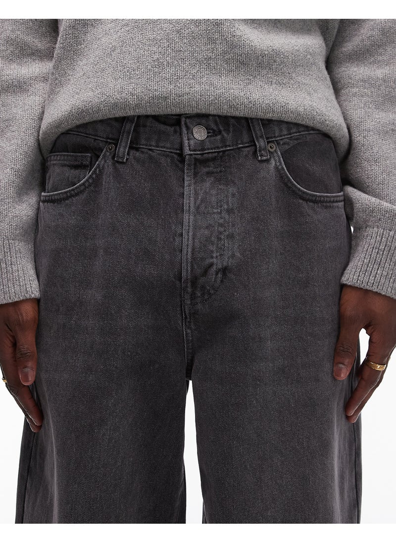TOPMAN Topman baggy jeans in washed black - GREY  - Image 4