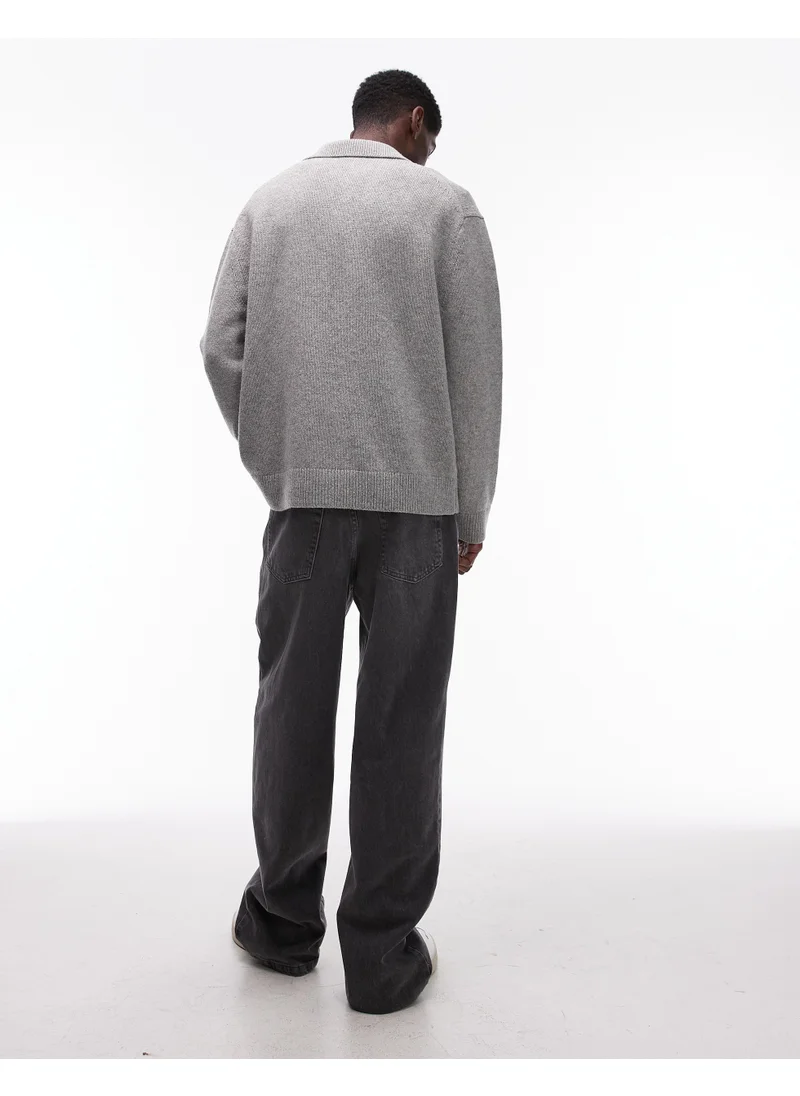 TOPMAN Baggy Jeans In Washed Black - Grey