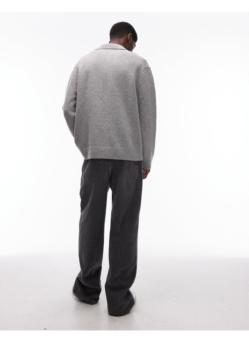 TOPMAN Topman baggy jeans in washed black - GREY  - Image 2
