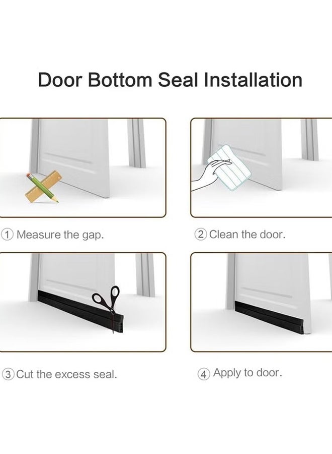 VINSOC Adhesive Under Door Stopper Sweep Weather Stripping Soundproof Rubber Bottom Seal with Wider Strong for Interior Exterior Doors Guard Against Drafts Dust Noise Animals 1M Black  - Image 5
