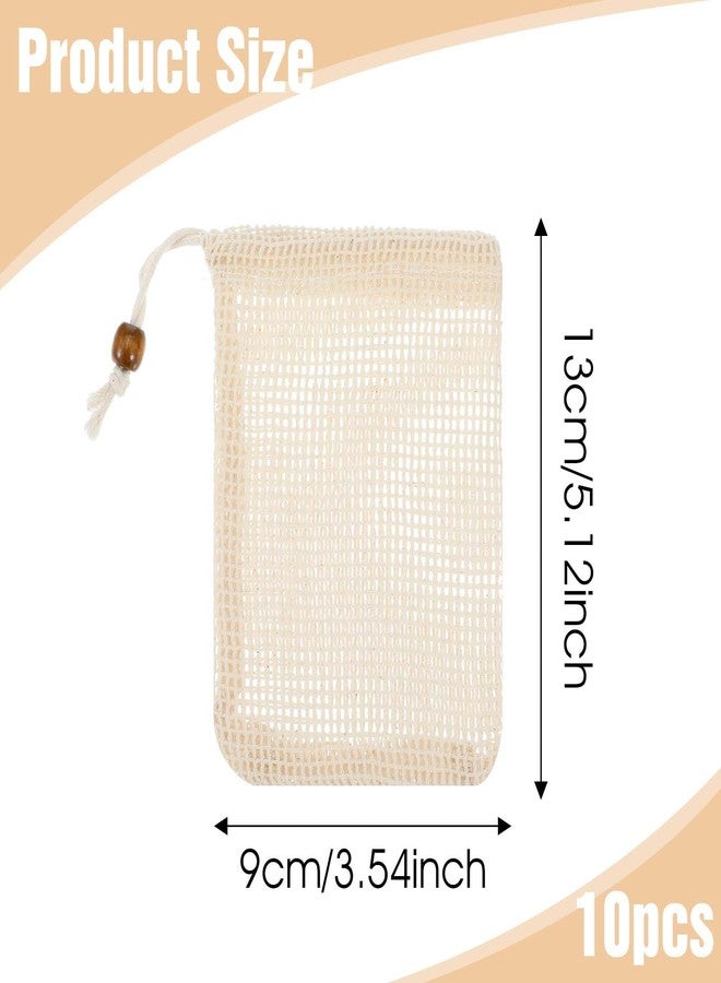 cobee 10 Pack Soap Bag, Pure Cotton Soap Saver Bag, Mesh Exfoliating Soap Bag Pouch, Foaming Drying Soap Holder for Shower(Pure Cotton) - Image 2