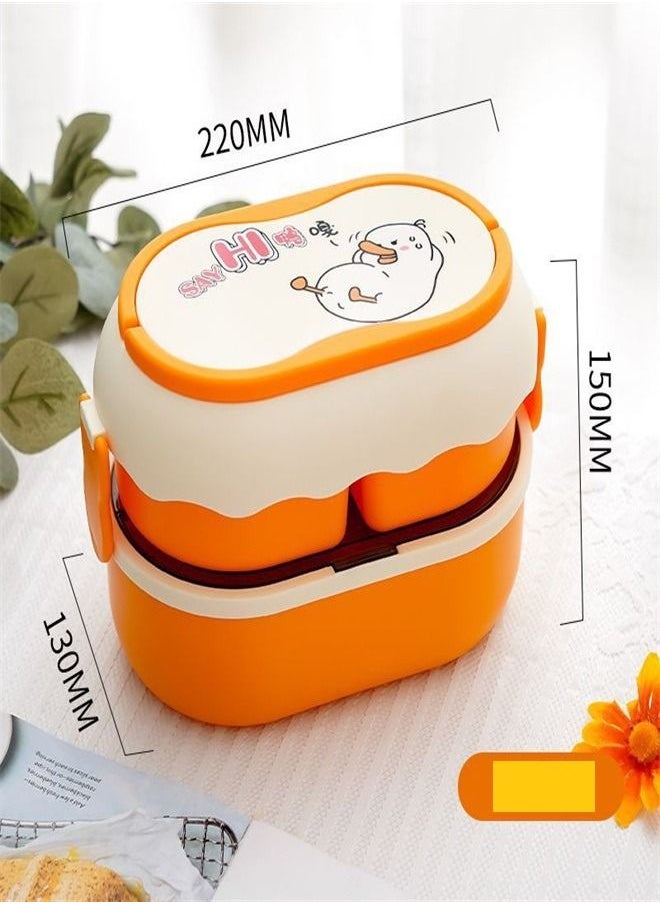 Loquat 1600ML Double Layer Microwave Oven Plastic Lunch Box Yellow 