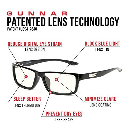 GUNNAR - Premium Gaming and Computer Glasses - Blocks 35% Blue Light - Riot, Onyx, Clear Tint, lens width: 57 mm | nose: 16 mm | frame width: 149 mm | temple: 140 mm | - Image 3