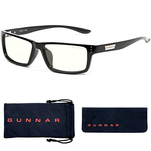 GUNNAR - Premium Gaming and Computer Glasses - Blocks 35% Blue Light - Riot, Onyx, Clear Tint, lens width: 57 mm | nose: 16 mm | frame width: 149 mm | temple: 140 mm | - Image 1