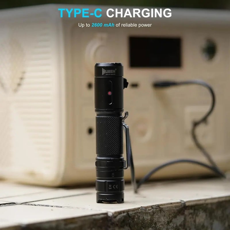 وبين مصباح يدوي Wuben C3 Flashlight 1200 High Lumens Rechargeable 6 Modes IP68 Waterproof LED Tactical Flashlight for Camping Hunting - Image 5