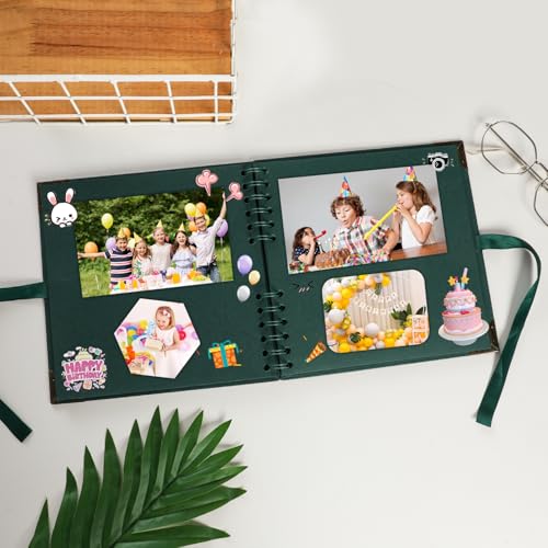 LOYAL BOOK Scrapbook (8 x 8 inch) Scrapbook Album 60 Pages Ideal for Your DIY Scrapbooking Albums Wedding and Anniversary Family Photo Album (green) - Image 4