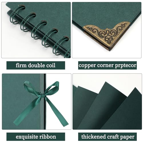 LOYAL BOOK Scrapbook (8 x 8 inch) Scrapbook Album 60 Pages Ideal for Your DIY Scrapbooking Albums Wedding and Anniversary Family Photo Album (green) - Image 3