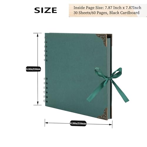 LOYAL BOOK Scrapbook (8 x 8 inch) Scrapbook Album 60 Pages Ideal for Your DIY Scrapbooking Albums Wedding and Anniversary Family Photo Album (green) - Image 2