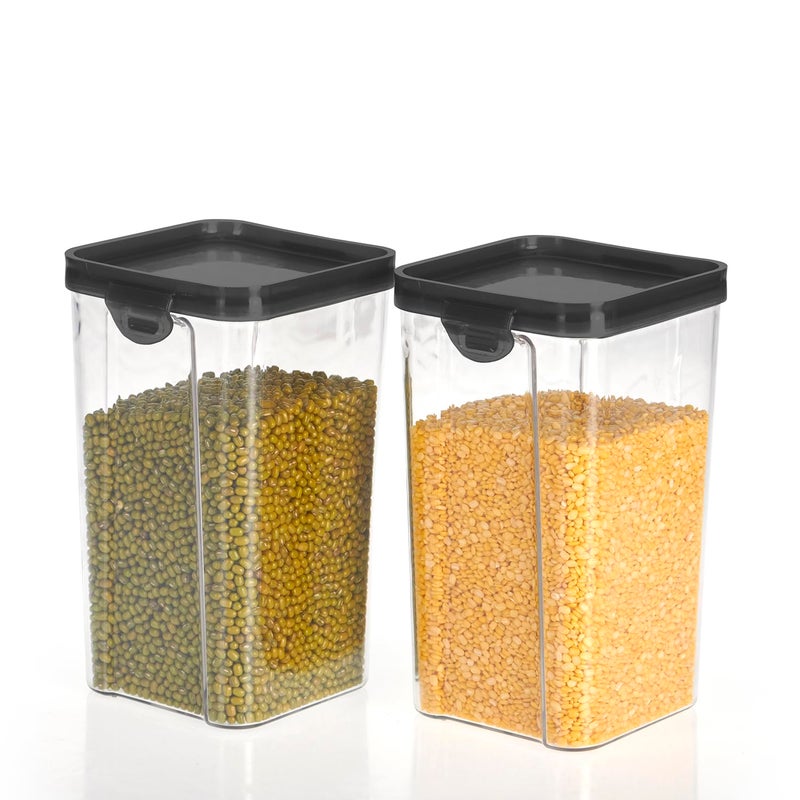 SCL Steelo Steelo Sofresh Plastic Kitchen Storage Stack Container Set Kitchen Organiser Air Tight Container Set Fridge safe US FDA Approved PET Food Grade Heavy Duty Material BPA Free Clear 1300ml Pack of 2 - Image 1