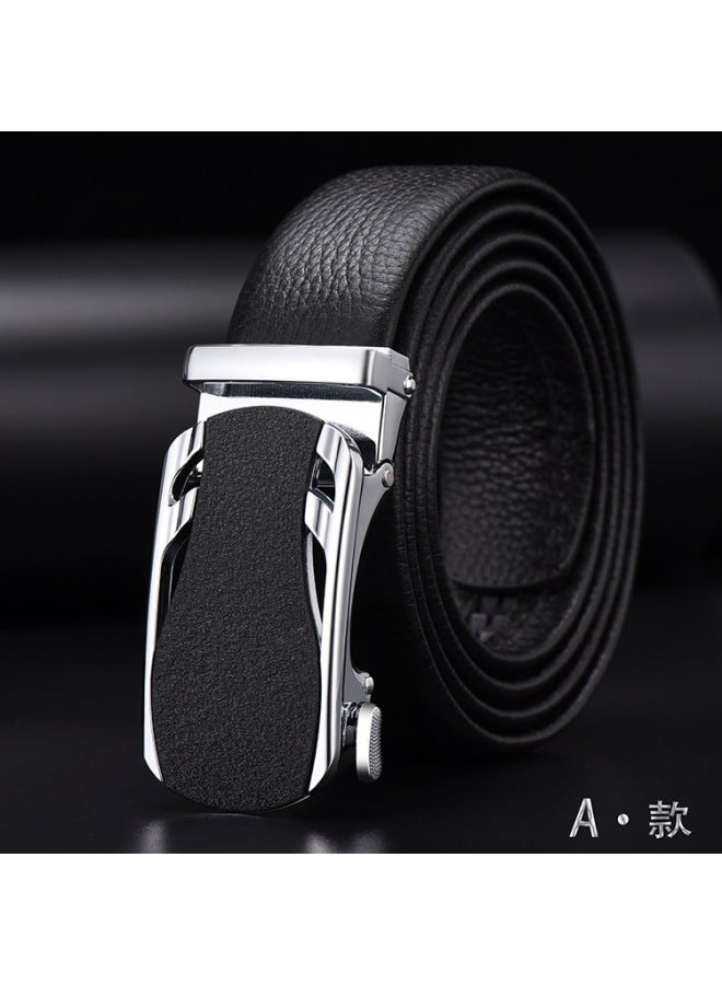 Golden World Men's High-end Lychee Pattern First Layer Cowhide Alloy Automatic Buckle Belt High-end Business Genuine Leather Belt