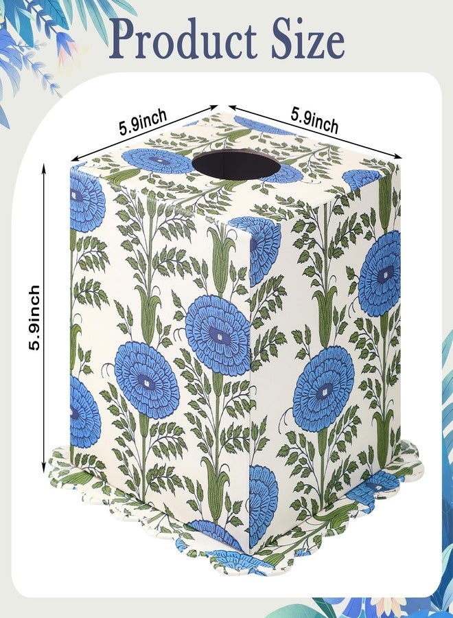 Ferrochef Scallop Printed Tissue Box Cover Print Paper Mache Tissue Box Cover for Home Bedroom Living Room Bathroom Vanity Countertop Night Stands Office Kitchen - Image 2