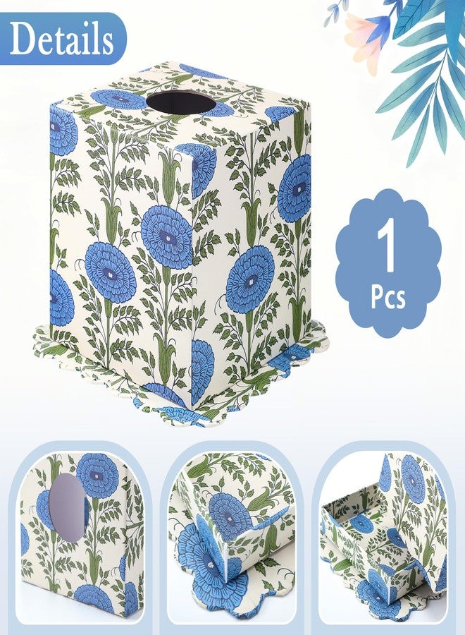Ferrochef Scallop Printed Tissue Box Cover Print Paper Mache Tissue Box Cover for Home Bedroom Living Room Bathroom Vanity Countertop Night Stands Office Kitchen - Image 3