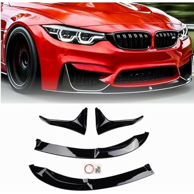 ZZDSNJ Glossy Black 4PS Front Lip Compatible with 2014-2020 BMW F80 M3/F82 M4 MP Style Front Bumper Lower Lip Splitter Spoiler - Image 3