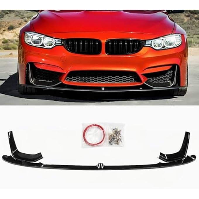 ZZDSNJ Glossy Black 4PS Front Lip Compatible with 2014-2020 BMW F80 M3/F82 M4 MP Style Front Bumper Lower Lip Splitter Spoiler - Image 1