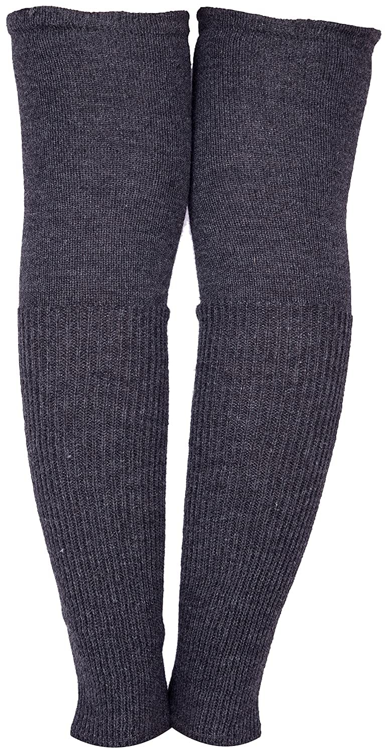 HIVER Adult Woolen Leg Warmers Women's Winter Over Knee High Footless Socks Knit Warm Long Leg Warmers (Grey) - Image 2