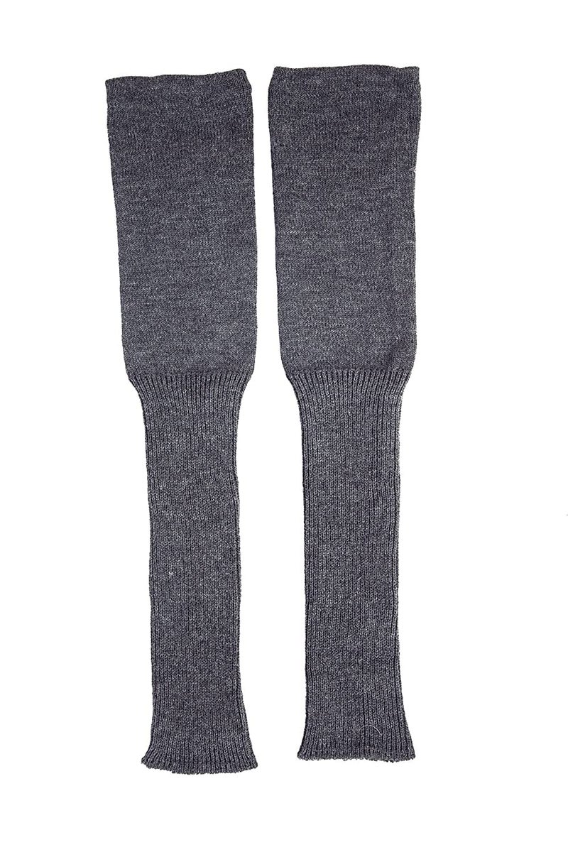 HIVER Adult Woolen Leg Warmers Women's Winter Over Knee High Footless Socks Knit Warm Long Leg Warmers (Grey) - Image 3