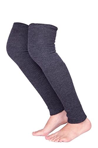 HIVER Adult Woolen Leg Warmers Women's Winter Over Knee High Footless Socks Knit Warm Long Leg Warmers (Grey) - Image 4