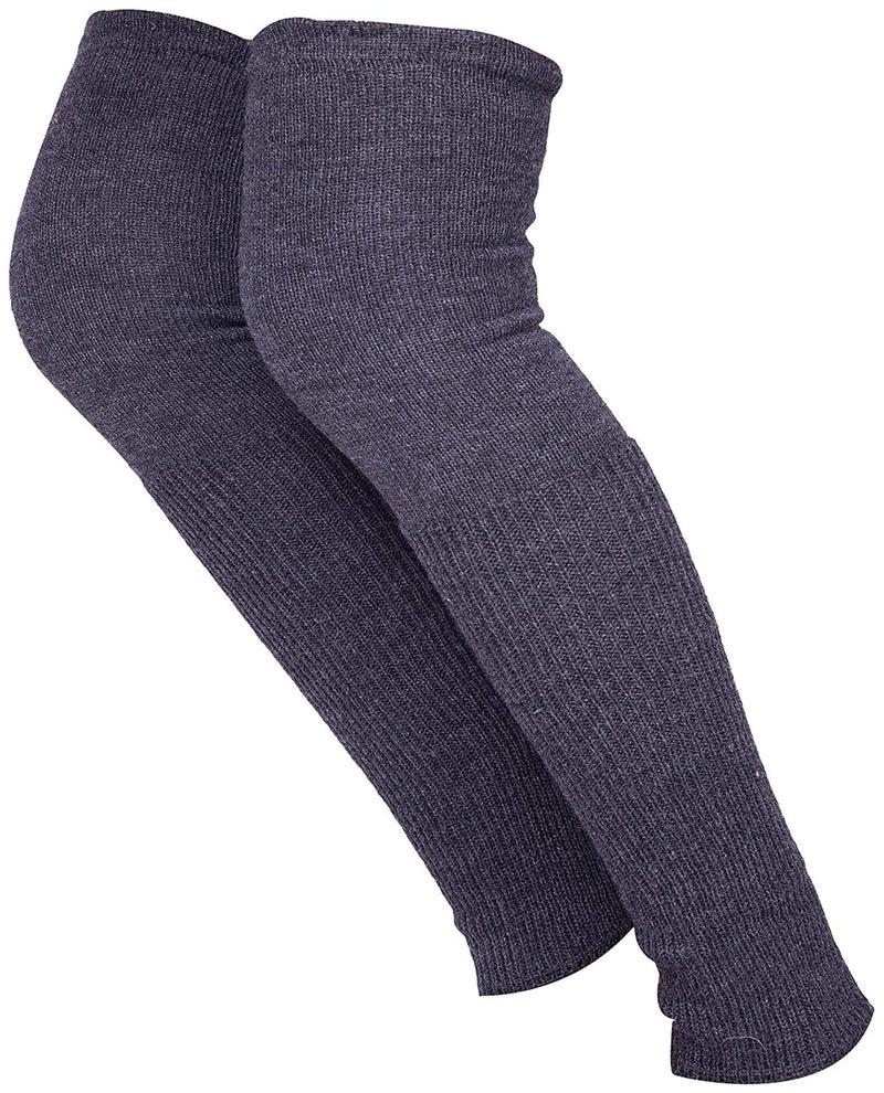 HIVER Adult Woolen Leg Warmers Women's Winter Over Knee High Footless Socks Knit Warm Long Leg Warmers (Grey) - Image 1
