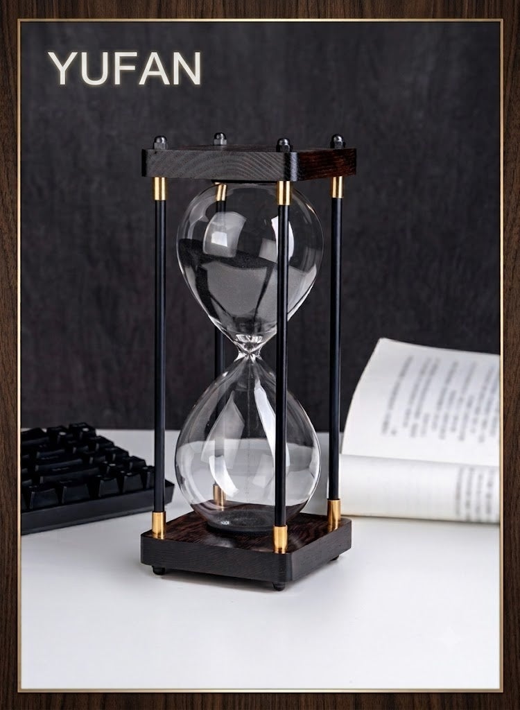 30 Minutes Hourglass Sand Timer Vintage Wooden - 19x8.5cm Black Sand Clock Decor for Home, Office Desk, Kitchen & Wedding Ornament Gift30 Minutes Hourglass Sand Timer Vintage Wooden - 19x8.5cm Black Sand Clock Decor for Home, Office Desk, Kitchen & Wedding Ornament Gift - Image 1