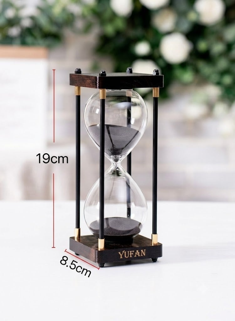 30 Minutes Hourglass Sand Timer Vintage Wooden - 19x8.5cm Black Sand Clock Decor for Home, Office Desk, Kitchen & Wedding Ornament Gift30 Minutes Hourglass Sand Timer Vintage Wooden - 19x8.5cm Black Sand Clock Decor for Home, Office Desk, Kitchen & Wedding Ornament Gift - Image 2