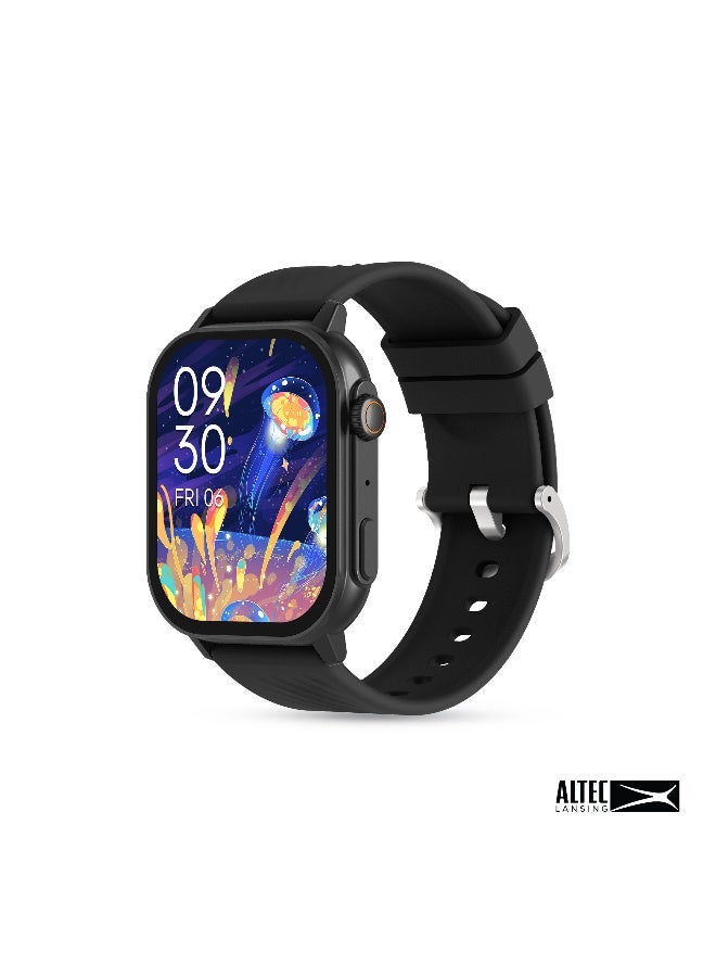 Altec Lansing Quantum Smartwatch, 2.04” AMOLED Display, Bluetooth Calling, 100+ Sports Modes, IP68 Waterproof, DaFit App Support, Black