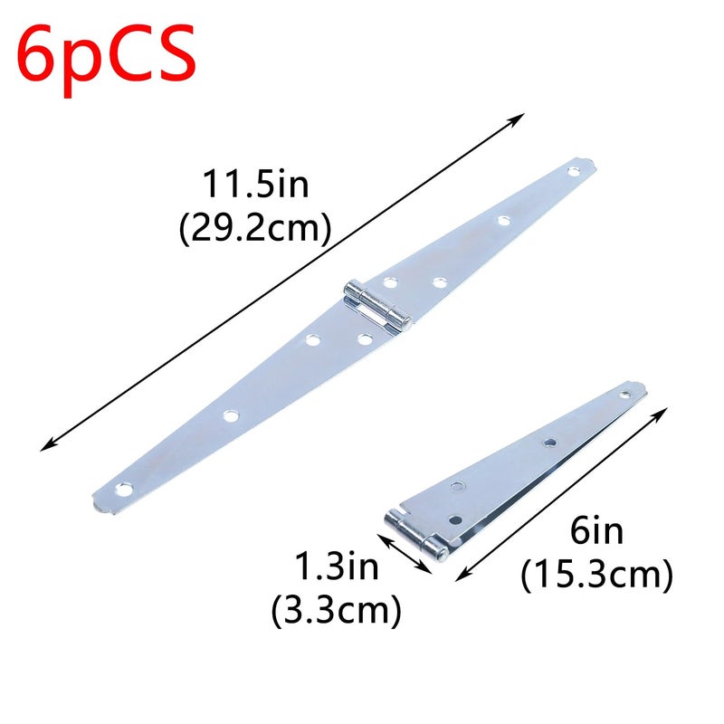 Geesatis 6 Inch Strap Hinges Heavy Duty Gate Hinges Cabinet Latch Door Hinge With Mounting Screws,Iron,Silver Color,Pack Of 6 - Image 2
