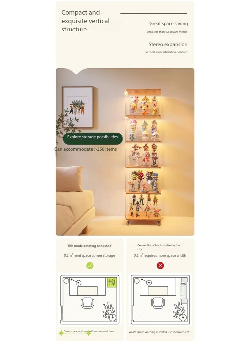 رف كتب قائم شفاف دوار 360° بخمسة أرفف، خزانة كتب شفافة، خزانة تخزين، خزانة تنظيم، رف عرض ألعاب، خزانة عرض لتخزين الحقائب، لغرفة المعيشة، غرفة النوم، الدراسة، المكتب（SGG039-5） - Image 3