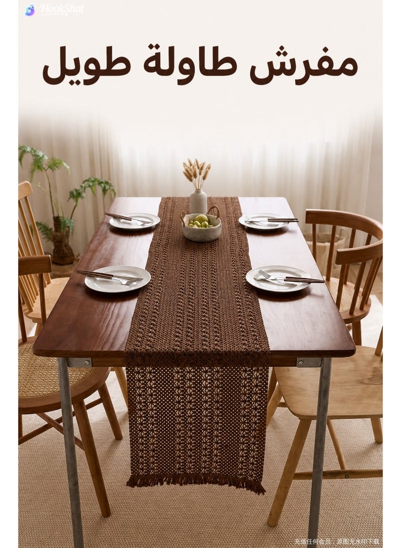 تايران مفرش طاولة من القطن والكتان، 30*200 سم، مفرش طاولة من الشاش بنمط بوهيمي، مناسب لحفلات الزفاف، وحفلات توديع العزوبية، وحفلات استقبال المولود، وتزيين طاولات حفلات أعياد الميلاد. - Image 1