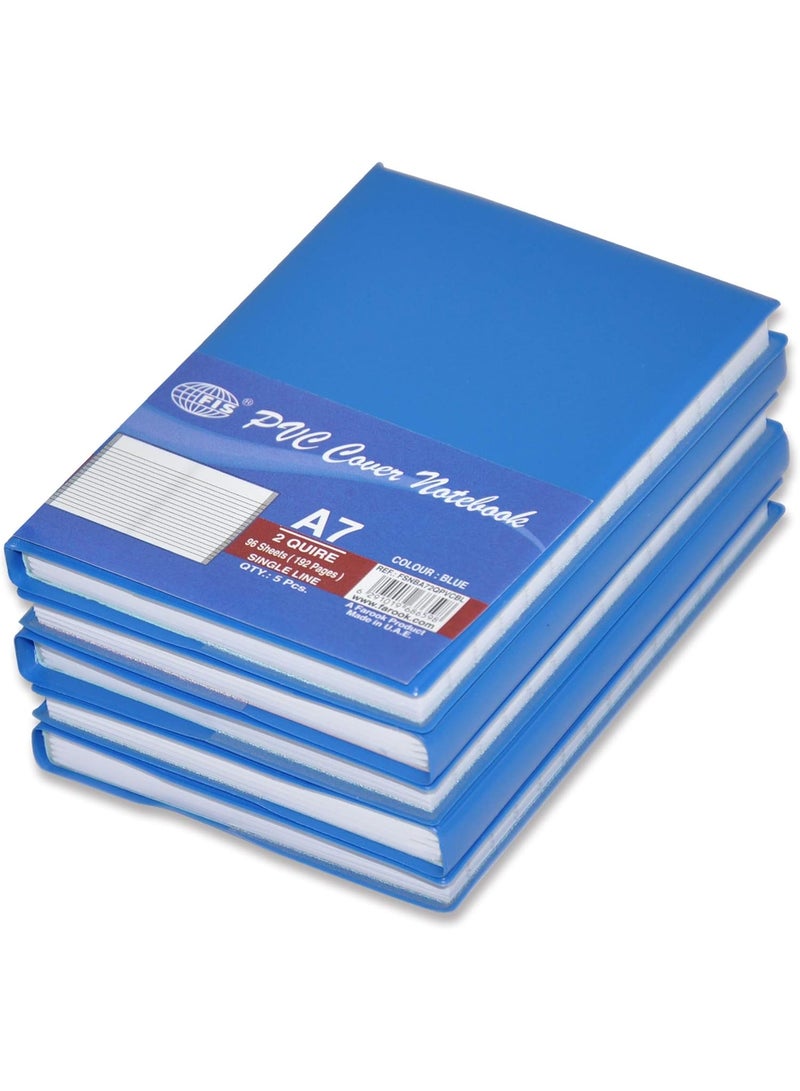 FIS 5-Piece PVC Notebook A7, 2-Quires Blue - FSNBA72QPVCBL - Image 1