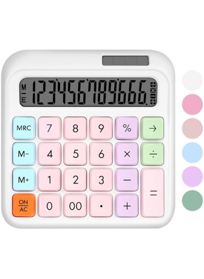 Generic Mechanical Switch Calculator, Desktop Calculator with Large Buttons, 12-Digit Large LCD Display, Solar & Battery Dual Power, Office & Home School Basic Business Calculator, White  - Image 1