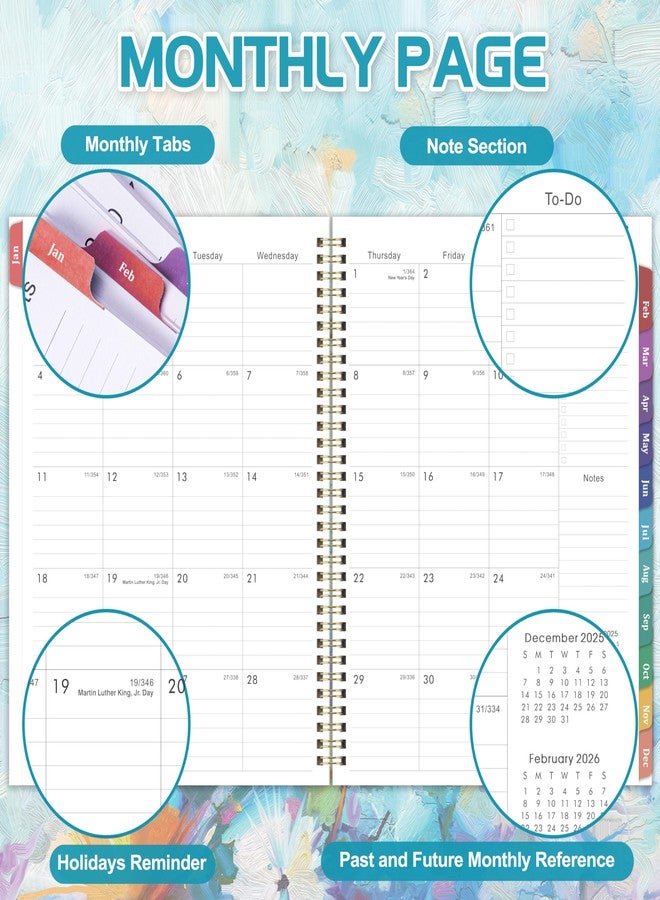 MaaIbok 2026 Planner - 2026 Planner Weekly and Monthly, January 2026 - December 2026, 8.4" x 11", Colorful Monthly Tabs, Twin-wire Binding, Holidays, Back Pocket - Image 3