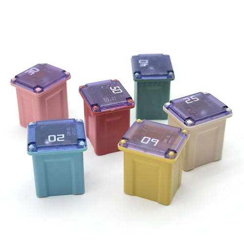 Flygun 6 PCS 58V Mini Block Fuse car Fuse Square Low Profile Box Shaped Kit, for Pickup Trucks Cars and SUVS (20A/25A/30A/40A/50A/60A) - Image 1