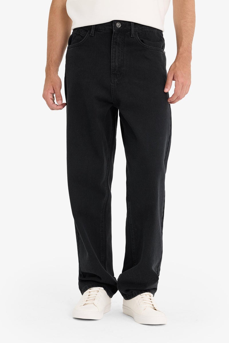 DeFacto Black Man Baggy Fit Wide Leg Jean Trousers Casual - Image 3